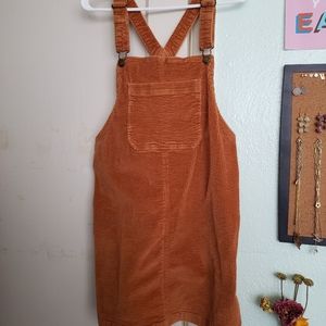 SO Burnt orange corduroy overall dress